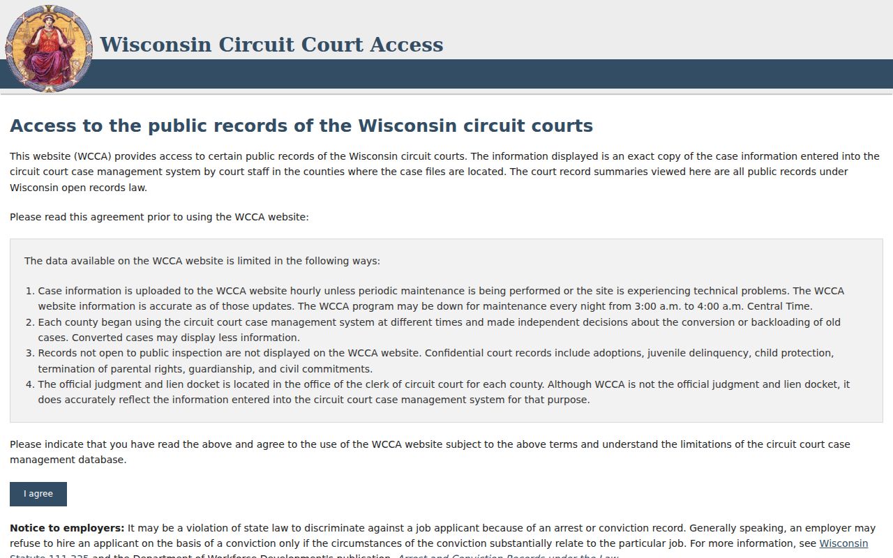 Barron County criminal court case WCCA search entry