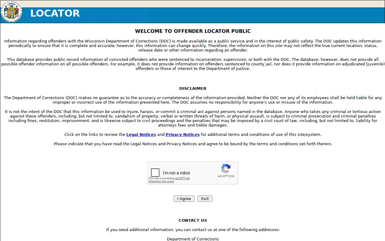 Barron County criminal history Wisconsin DOC locator
